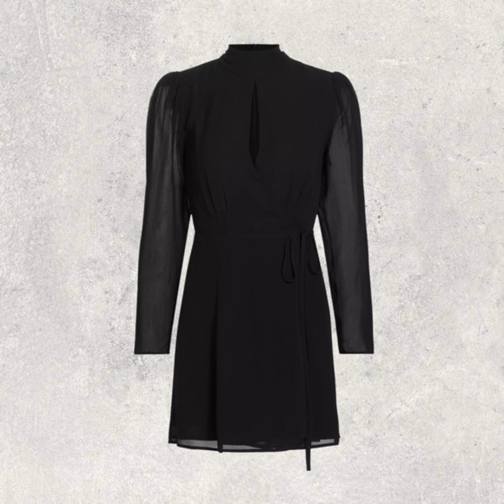 Reformation Black Otessa Mock Mini Dress XS B1302